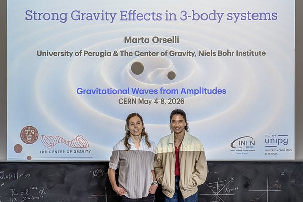 Marta Orselli and Nabha Shah at the CERN Workshop “Gravitational Waves from Amplitudes”
