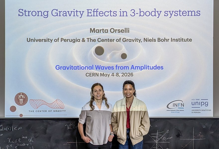 Marta Orselli and Nabha Shah at the CERN Workshop “Gravitational Waves from Amplitudes”