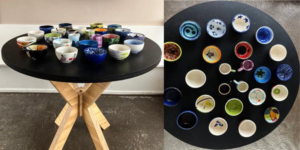 To welcome the arrival of spring, Center of Gravity members came together on a Tuesday evening to paint pottery at Creative Space. This is the result of that effort.