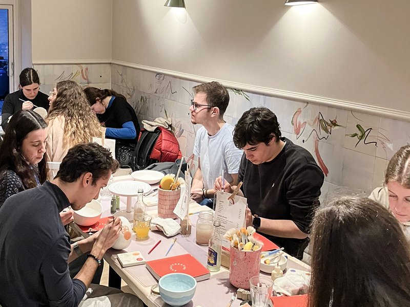 To welcome the arrival of spring, Center of Gravity members came together on a Tuesday evening to paint pottery at Creative Space.