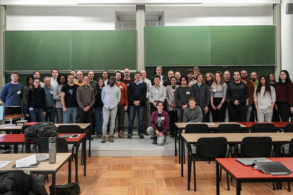 Group photo taken at the Hyperboloidal Foliations and their Applications Workshop, Erwin Schrödinger Institute, Vienna