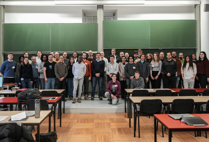 Group photo taken at the Hyperboloidal Foliations and their Applications Workshop, Erwin Schrödinger Institute, Vienna