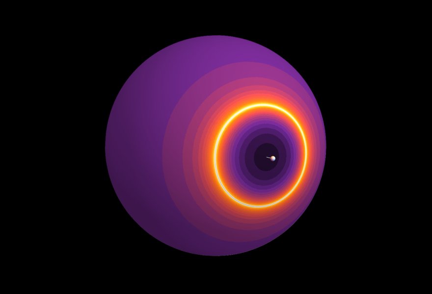 The emission of a high-speed charge in a phase of lowered speed of light triggers the formation of a distinctive shock ring of strongly enhanced memory as a low frequency “echo” of the process. Image by Jann Zosso.