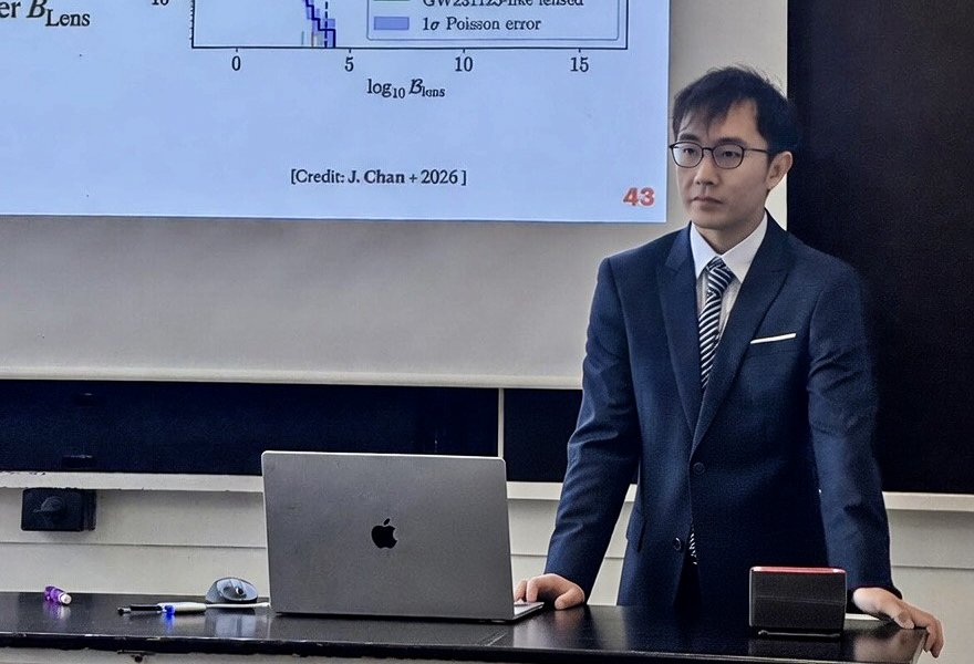 Juno Chan during his thesis defense.