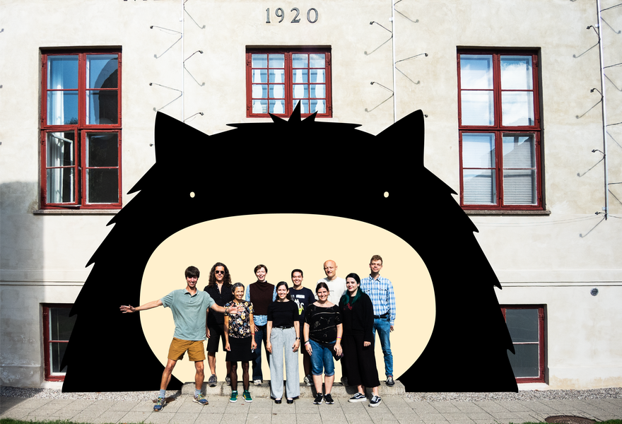 Cogu posing with them Black Hole Week Team in front of the Niels Bohr Institute