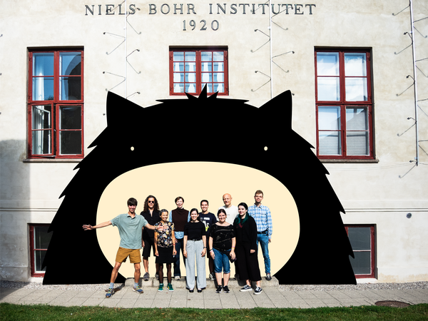 Cogu posing with them Black Hole Week Team in front of the Niels Bohr Institute