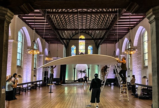 Setting up the stage for the performance "Your Borrowed Stardust"