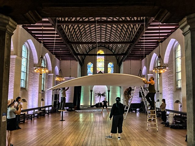Setting up the stage for the performance "Your Borrowed Stardust"