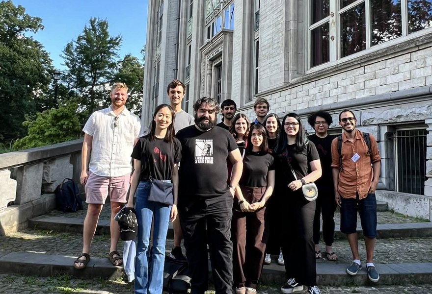 CoG members at the site of the 1927 Solvay Conference: Marta Cocco, Conor Dyson, Rico Lo, Simon Maenaut, Lorena Magaña Zertuche, Marica Minucci, Rodrigo Panosso Macedo, Ariadna Ribes Metidieri, João Santos, Brian Seymour, Maarten van de Meent, Guangzi Xu