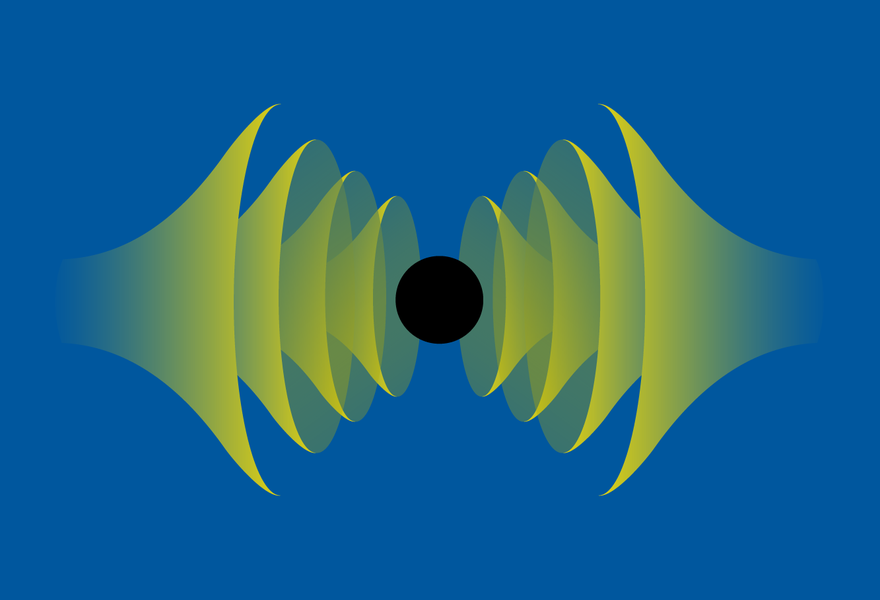 Illustration of waves emanating form a black hole.