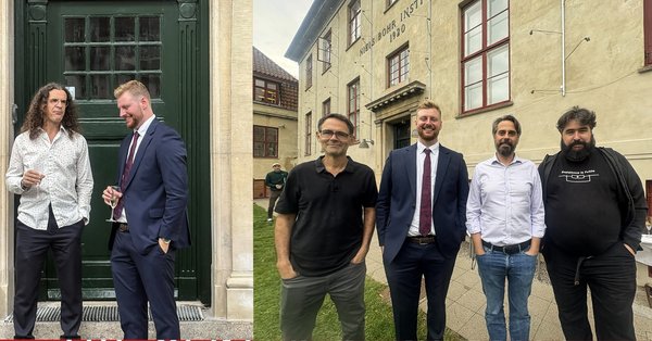 Photo collage of Conor Dyson's after PhD defense reception.