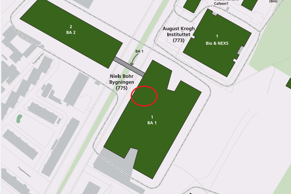 Map indicating the location of the Niels Bohr Building