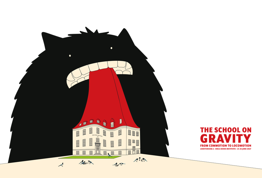 Desktop landing ilustration for the School on Gravity 2027, The Center of Gravity, Niels Bohr Institute