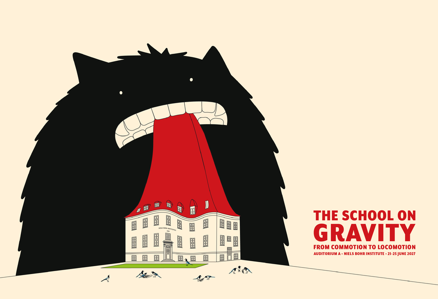 Poster for the 2027 School on Gravity, at the Center of Gravity/Niels Bohr Institute