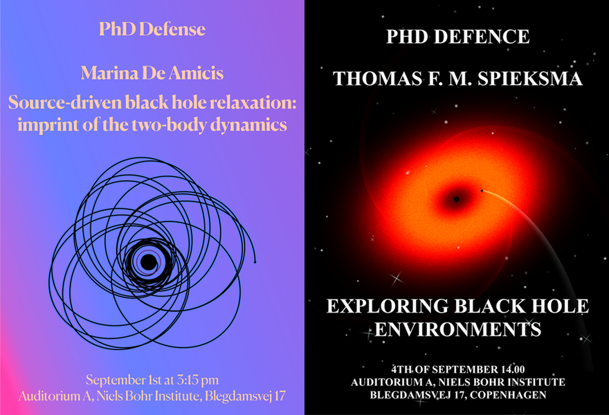 Posters announcing the PhD defenses of Marina De Amicis & Thomas Spieksma